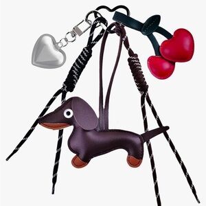 Dachshund cherries hearts bag charm keychain accessories